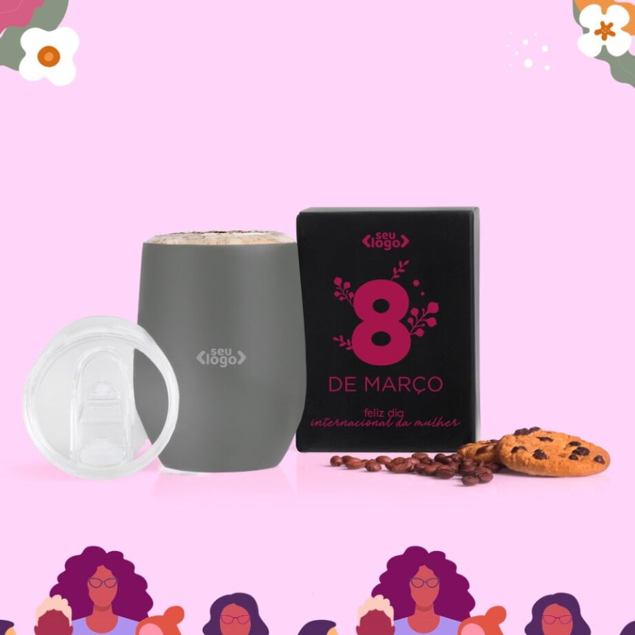 Brinde Dia Das Mulheres Personalizado Copo Térmico Inox 340 ML SMIC-03342-MULHER Brinde Personalizado