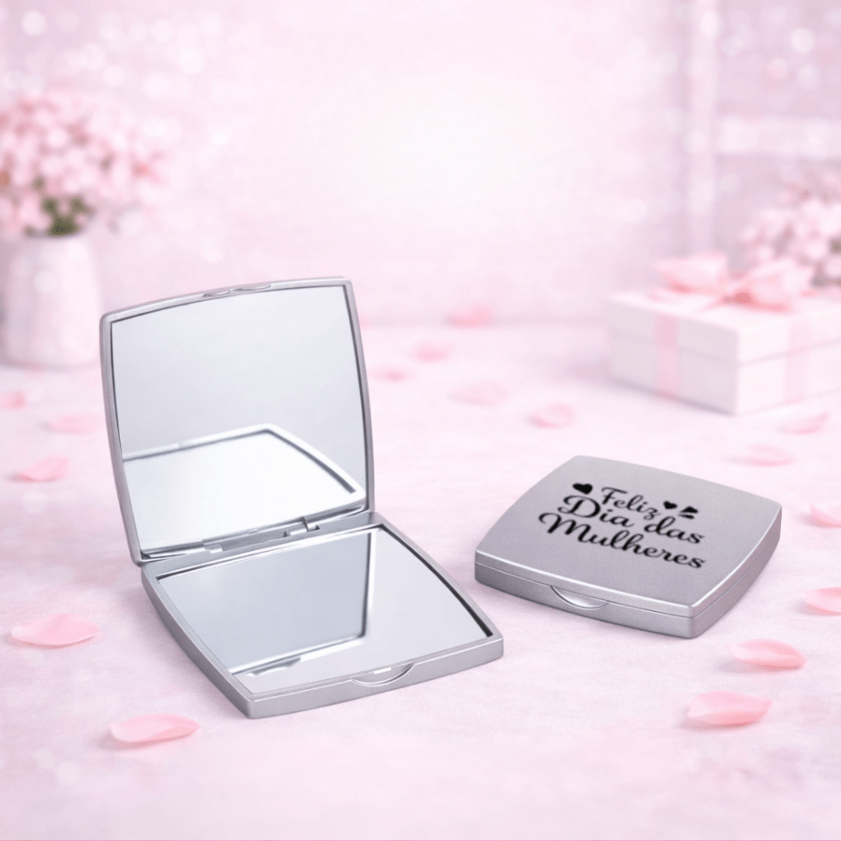 Brinde Dia Das Mulheres Personalizado Espelho Plástico Duplo X18607-MULHER Brinde Personalizado