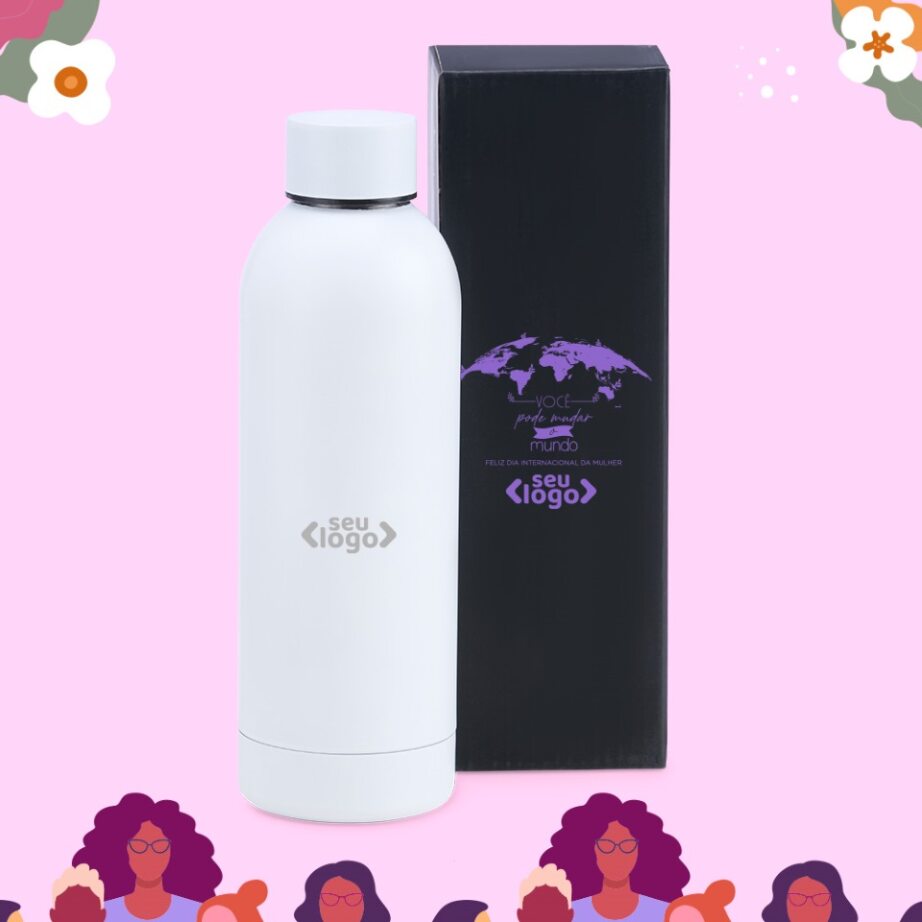 Brinde Dia Das Mulheres Personalizado Garrafa em Inox 500ml SMIS-01500-MULHER Brinde Personalizado