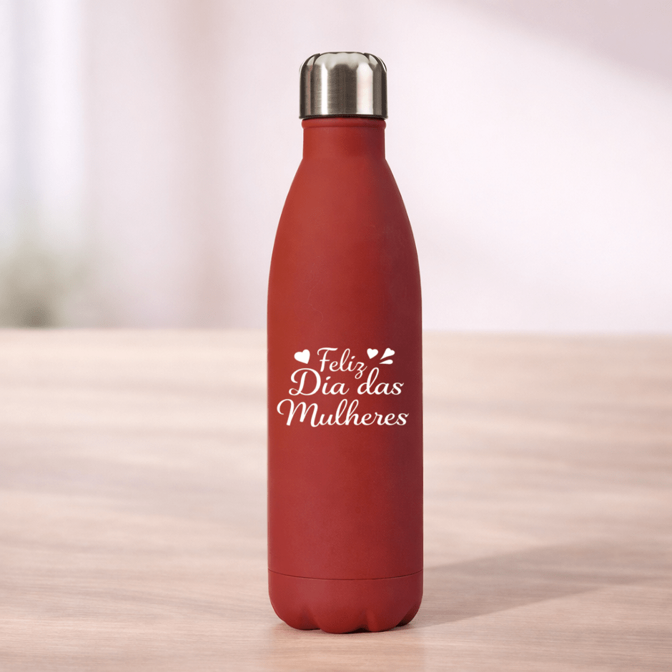 Brinde Dia Das Mulheres Personalizado Garrafa Inox 750ml Fosco Tampa Rosqueável X17011F-MULHER Brindes Personalizados