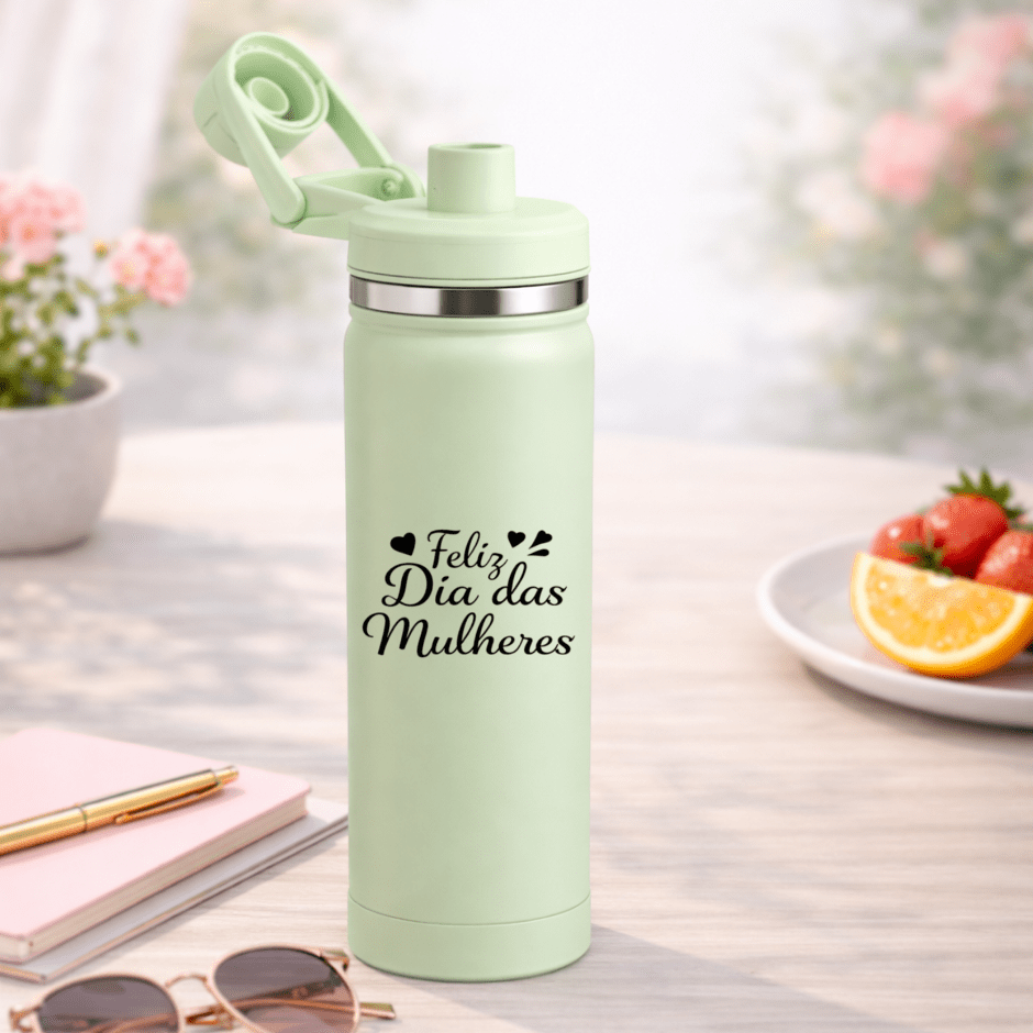 Brinde Dia Das Mulheres Personalizado Garrafa Térmica Inox 550ml X18949M-MULHER Brindes Personalizados