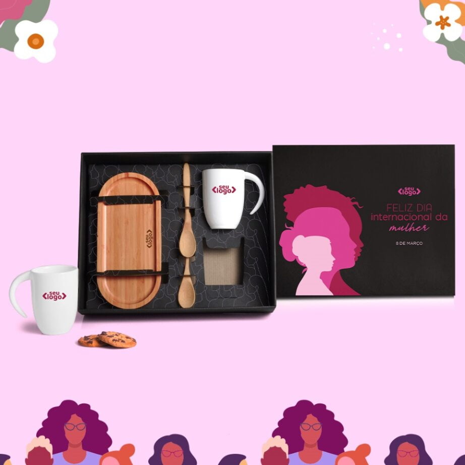Brinde Dia Das Mulheres Personalizado Kit Café 5 Peças SMKT-90296-MULHER Brindes Personalizados