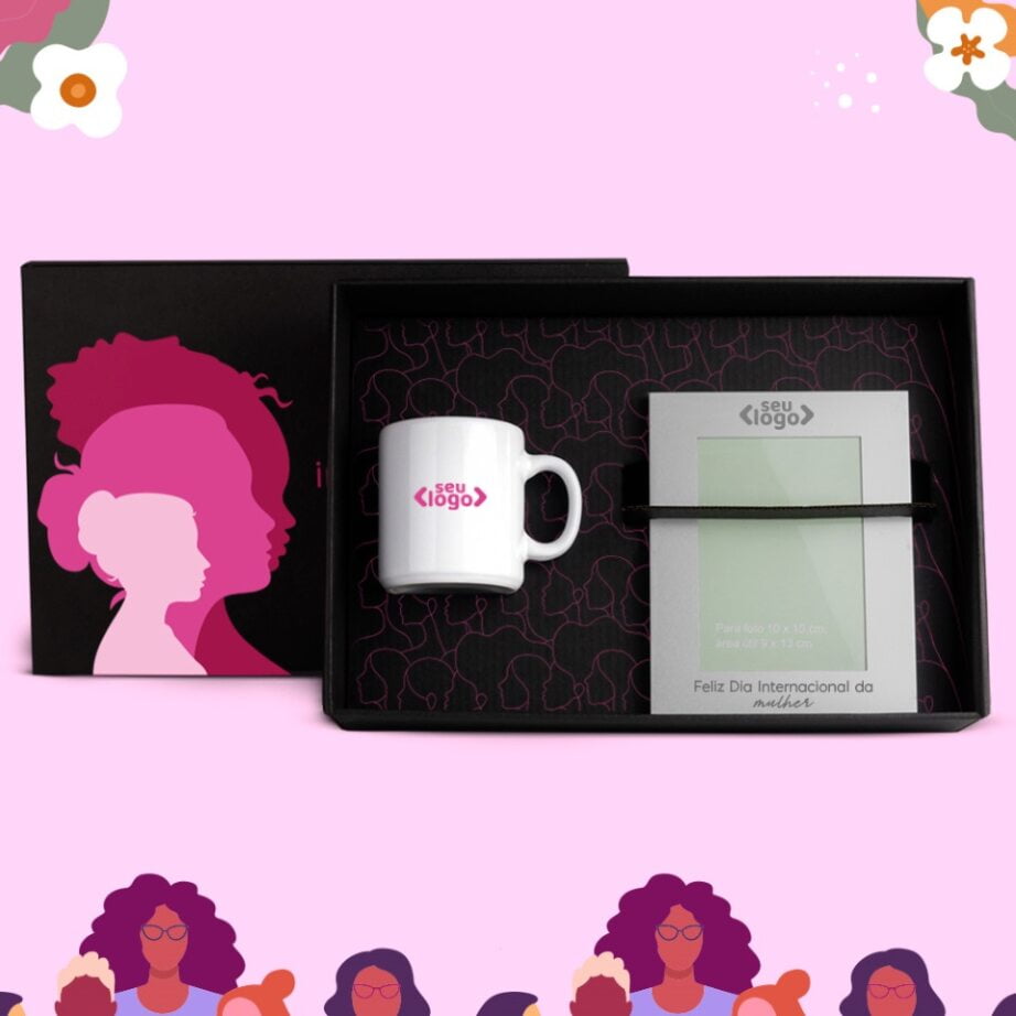 Brinde Dia Das Mulheres Personalizado Kit Caneca e Porta Retrato SMKT-90261-MULHER Brindes Personalizados