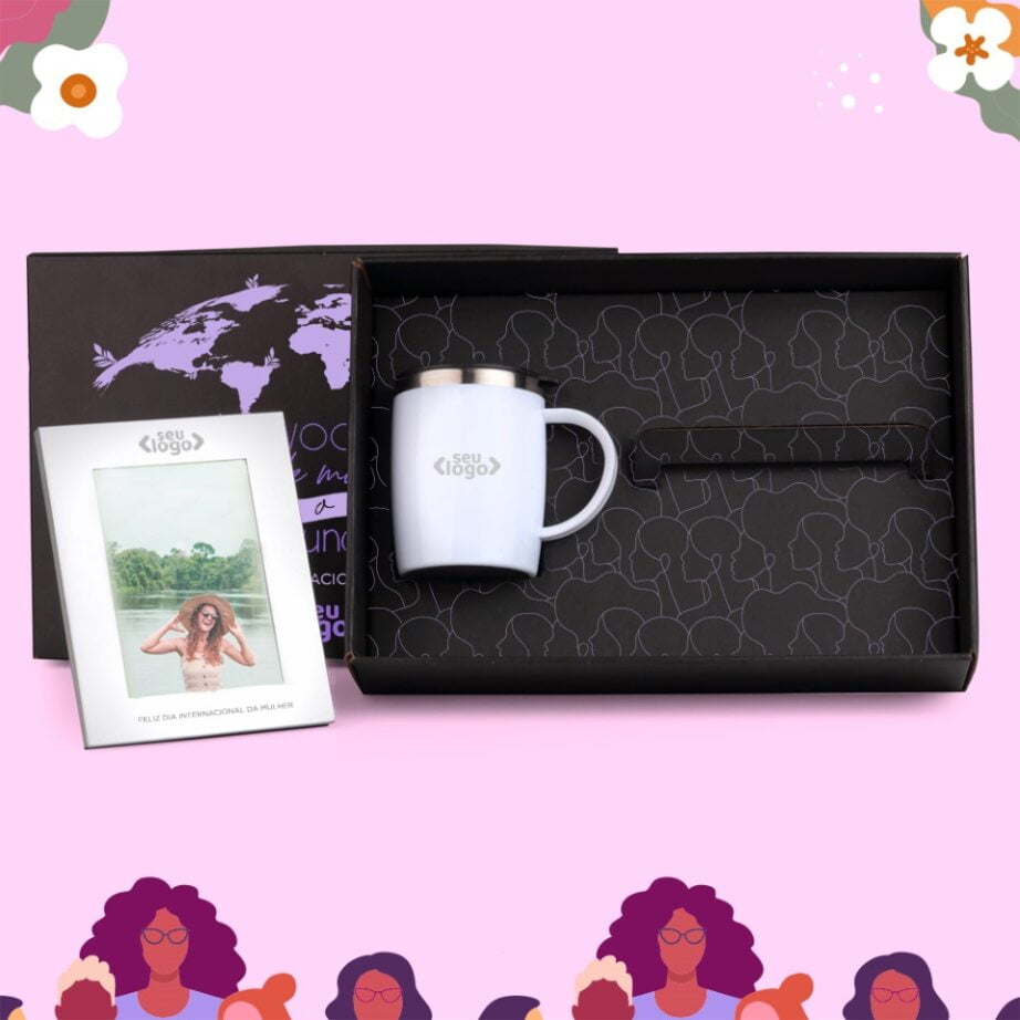 Brinde Dia Das Mulheres Personalizado Kit Caneca e Porta Retrato SMKT-9046A-MULHER Brinde Personalizado