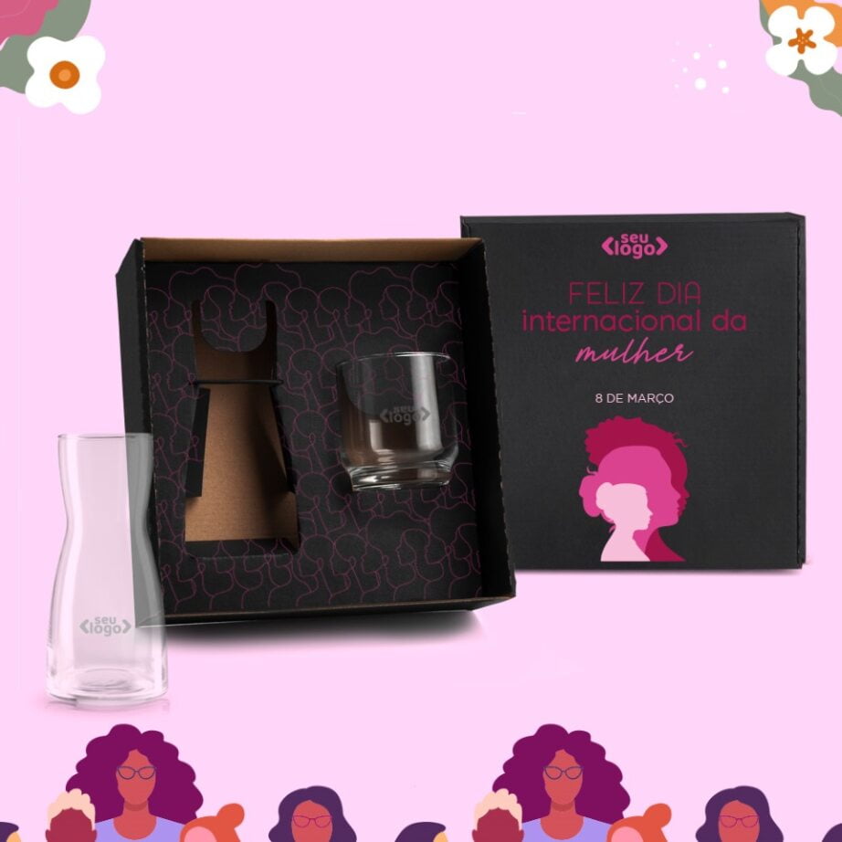 Brinde Dia Das Mulheres Personalizado Kit Cozinha Vidro 500 ML / 290 ML 2 Peças SMVI-01500-MULHER Brinde Personalizado