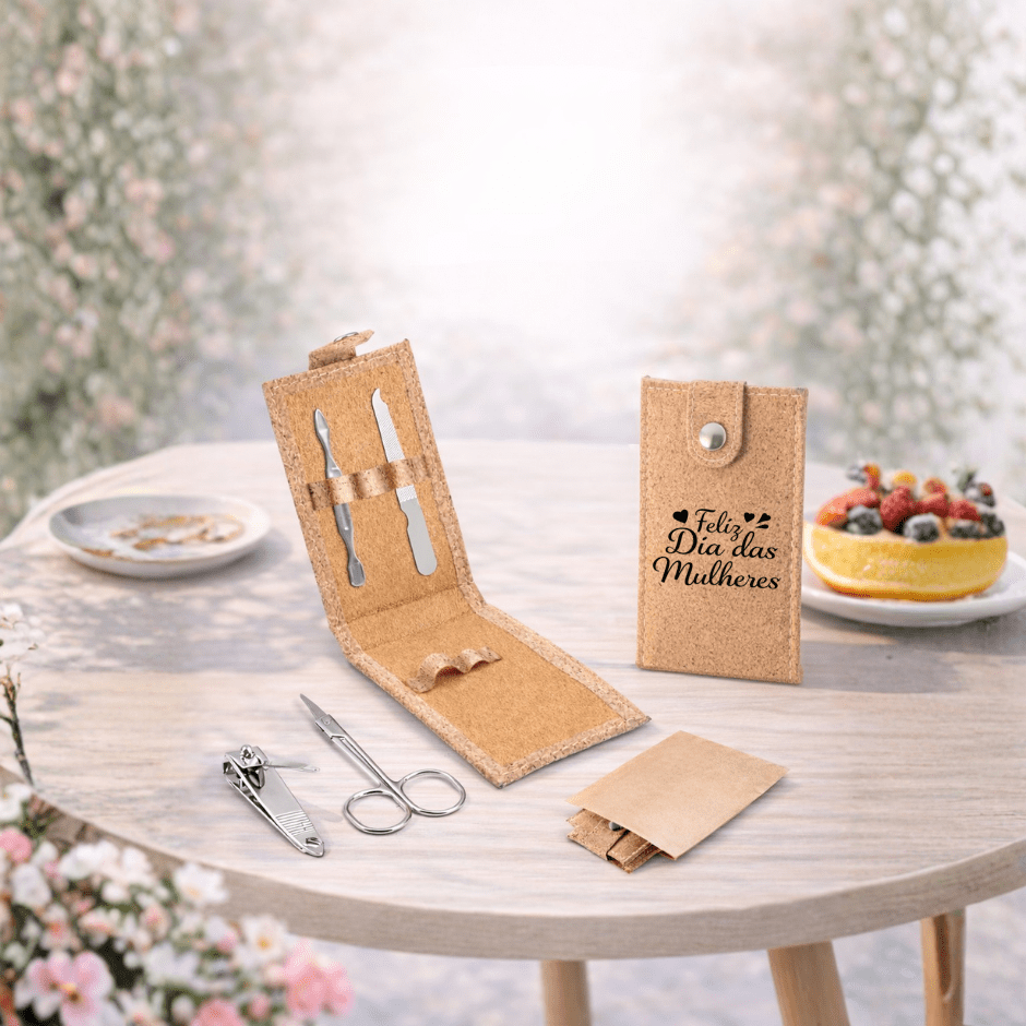 Brinde Dia Das Mulheres Personalizado Kit Manicure Cortiça 5 Peças SP94897-MULHER Brindes Personalizados