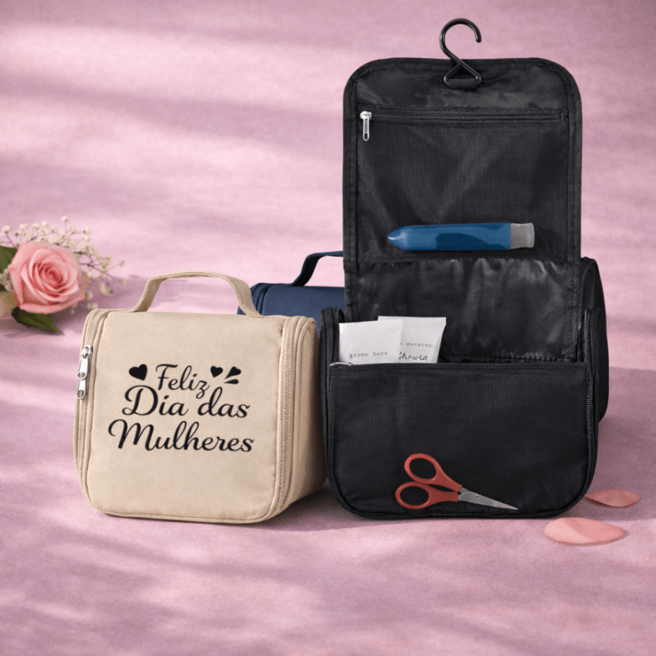 Brinde Dia Das Mulheres Personalizado Necessaire Microfibra Viagem ou Maquiagem MSP92724-MULHER Brindes Personalizados