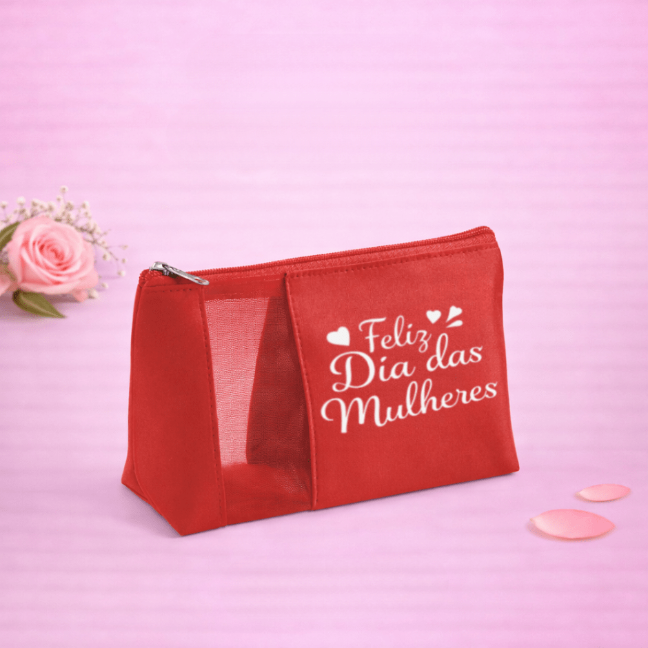 Brinde Dia Das Mulheres Personalizado Necessaire Viagem Maquiagem Microfibra MSP92717-MULHER Brinde Personalizado
