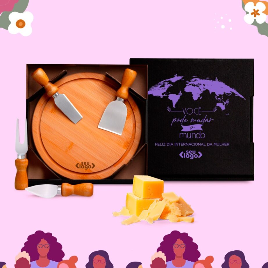 Brinde Dia Das Mulheres Personalizado Kit Queijo 5 Peças SMPD-15043-MULHER Brindes Personalizados