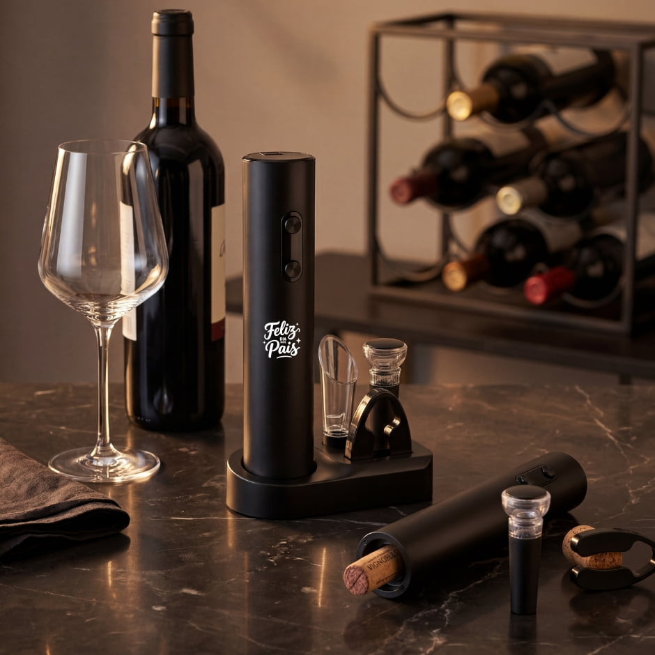 Brinde Presente Dia dos Pais Personalizado Kit Vinho 5 Peças X09080