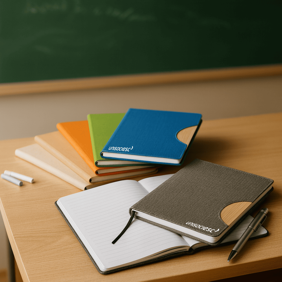 Brinde Presente Dia dos Professores Personalizado Caderno Personalizado Tipo Moleskine com Suporte Celular X06101