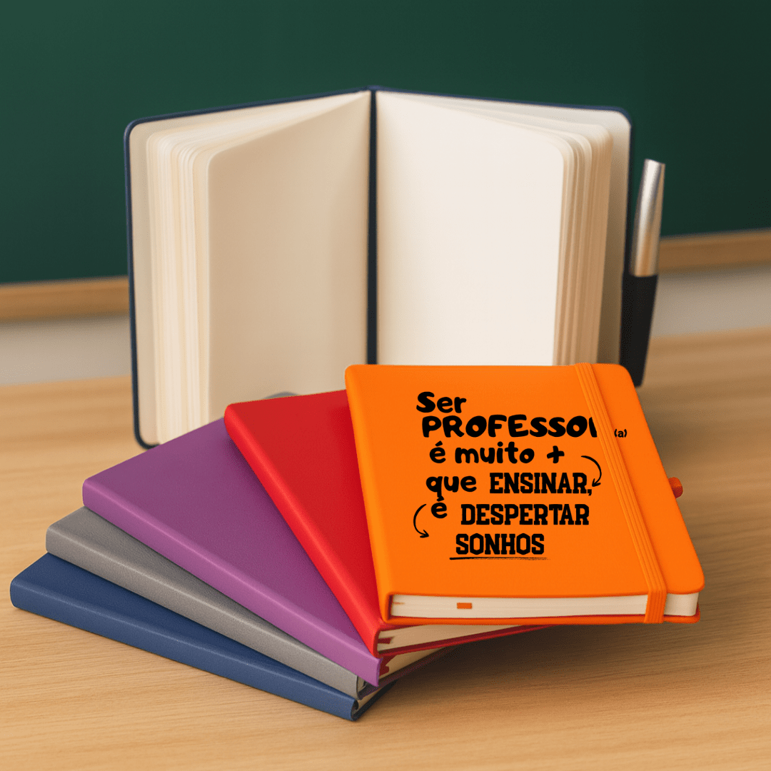 Brinde Presente Dia dos Professores Personalizado Caderno Personalizado Tipo Moleskine Emborrachado X14429S