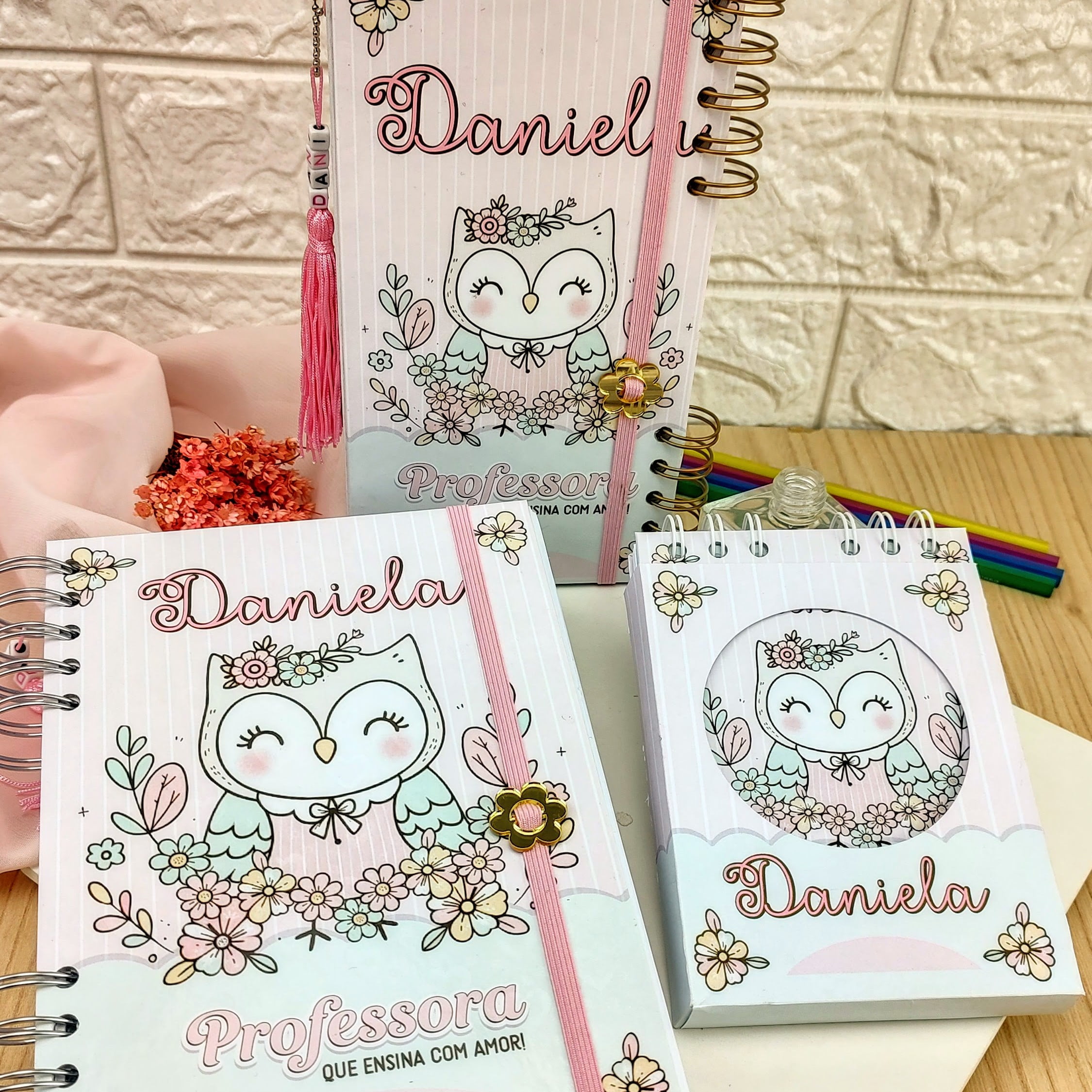 Brinde Presente Dia dos Professores Personalizado Kit Agenda, Bloco de Anotações e Planner 2x1