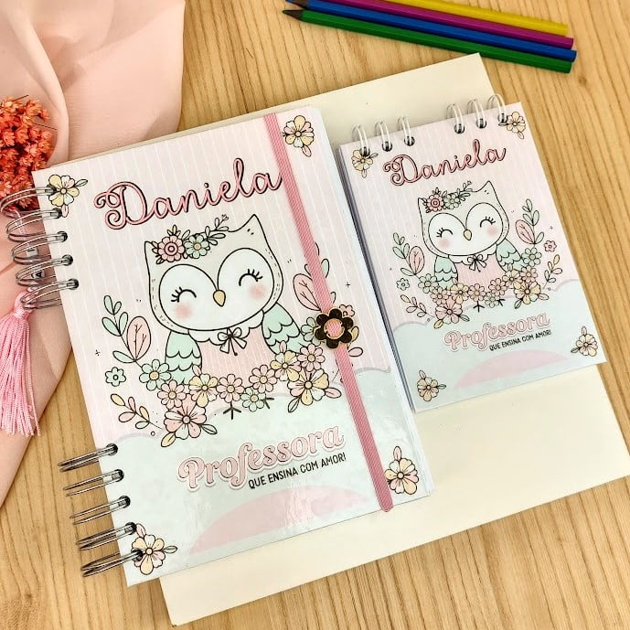 Brinde Presente Dia dos Professores Personalizado Kit Agenda e Bloco de Anotações