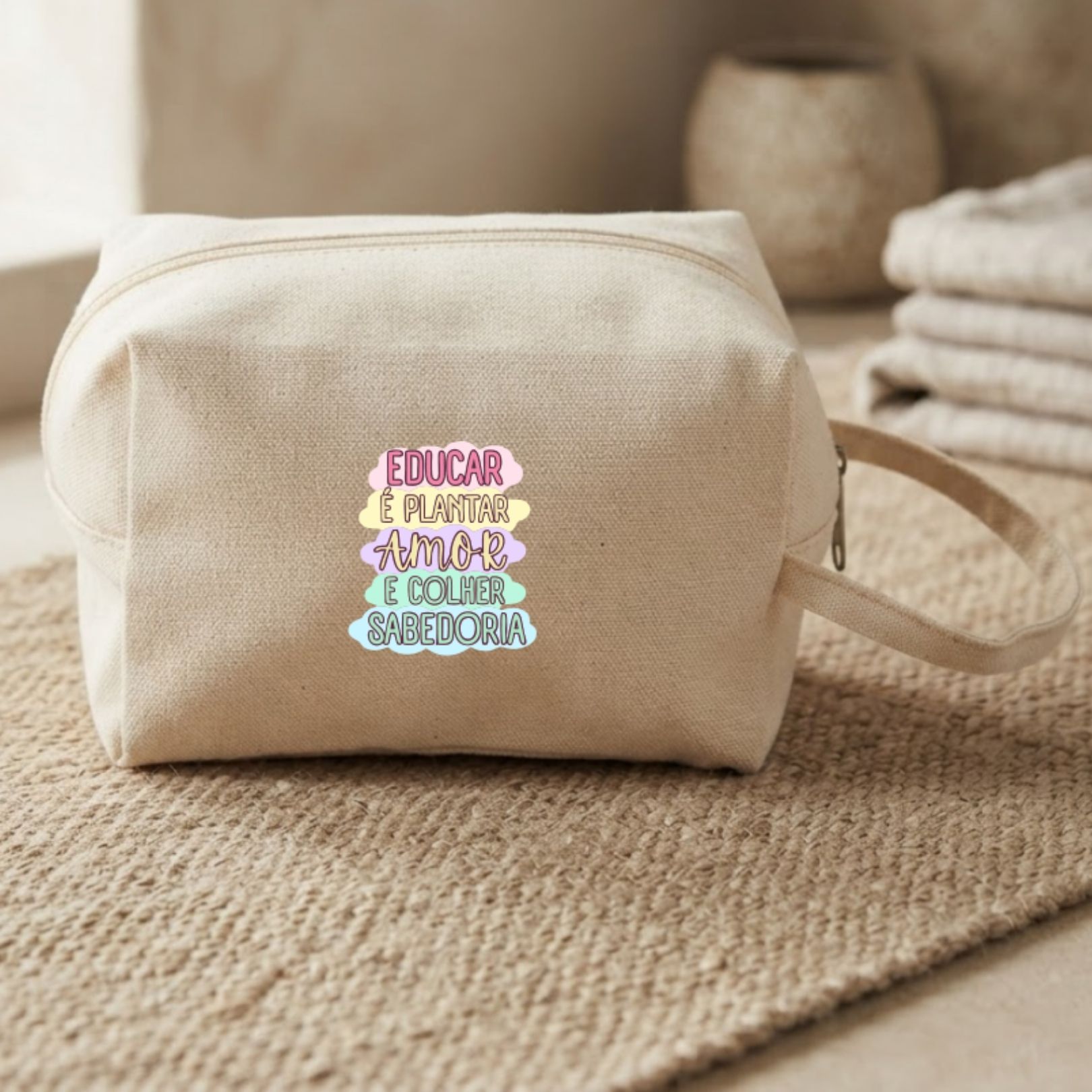 Brinde Presente Dia dos Professores Personalizado Necessaire Algodão X15066