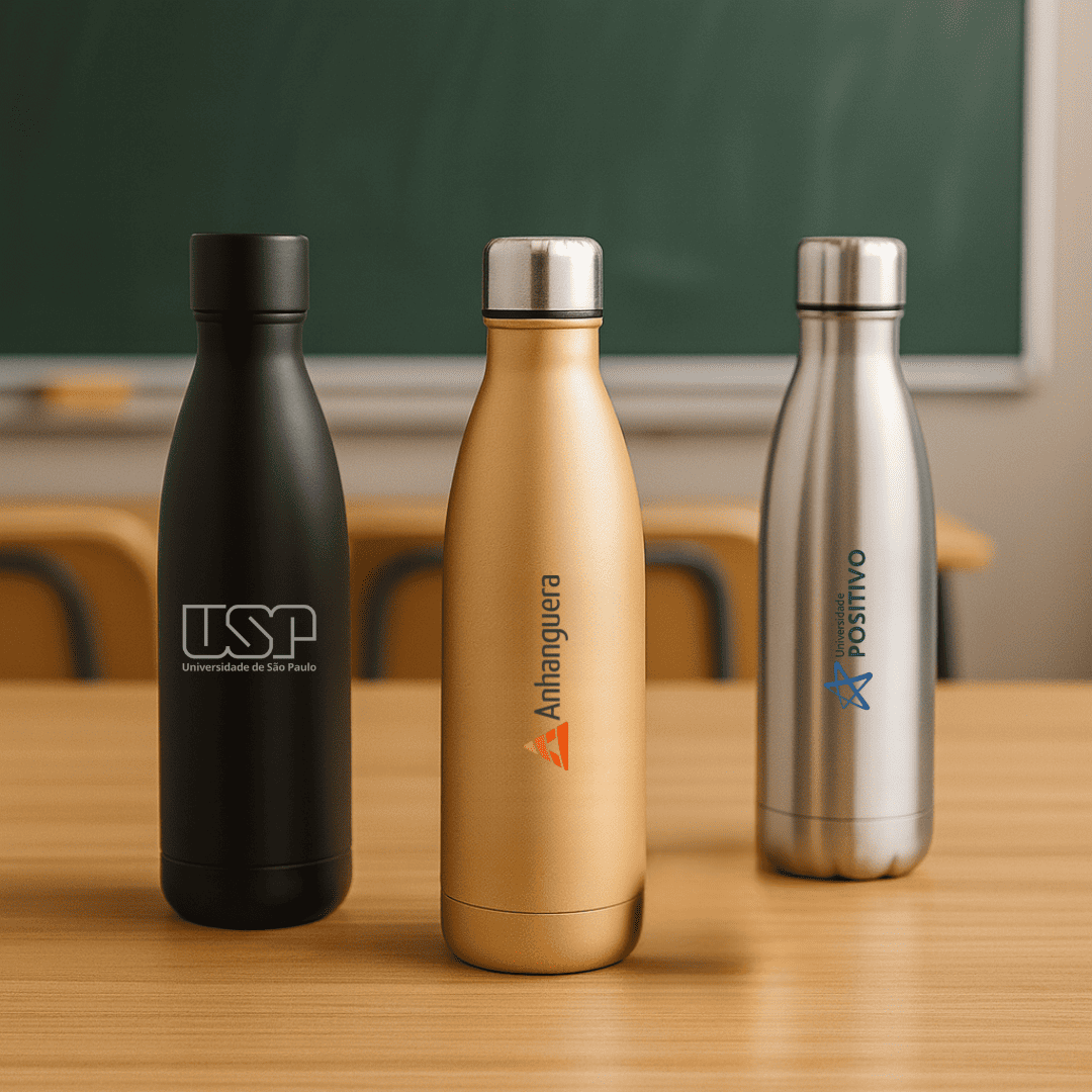 Brinde Presente Dia dos Professores Personalizado Squeeze Garrafa Térmica Aço Inox 500 ml Bebidas Quentes e Frias
