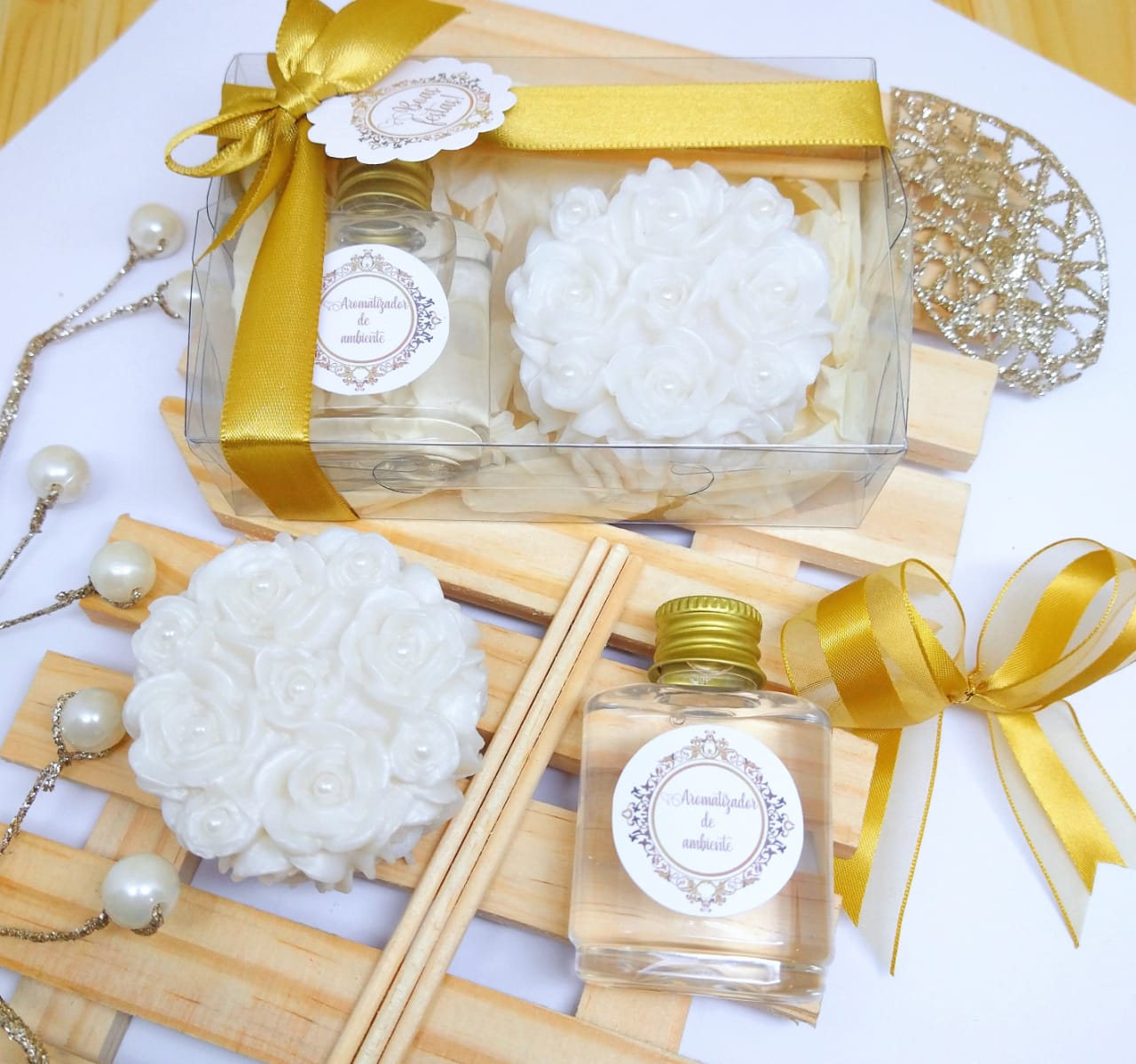 Lembrancinha de Natal Aromatizador e Sabonete Rosa Provence
