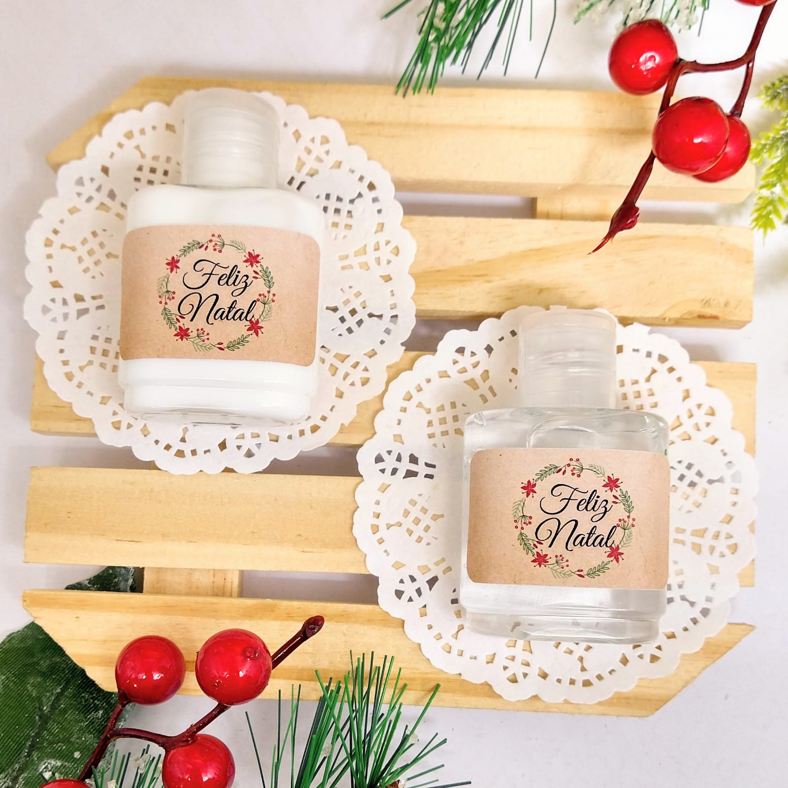 Lembrancinha de Natal Kit Álcool em Gel e Creme Hidratante 2021