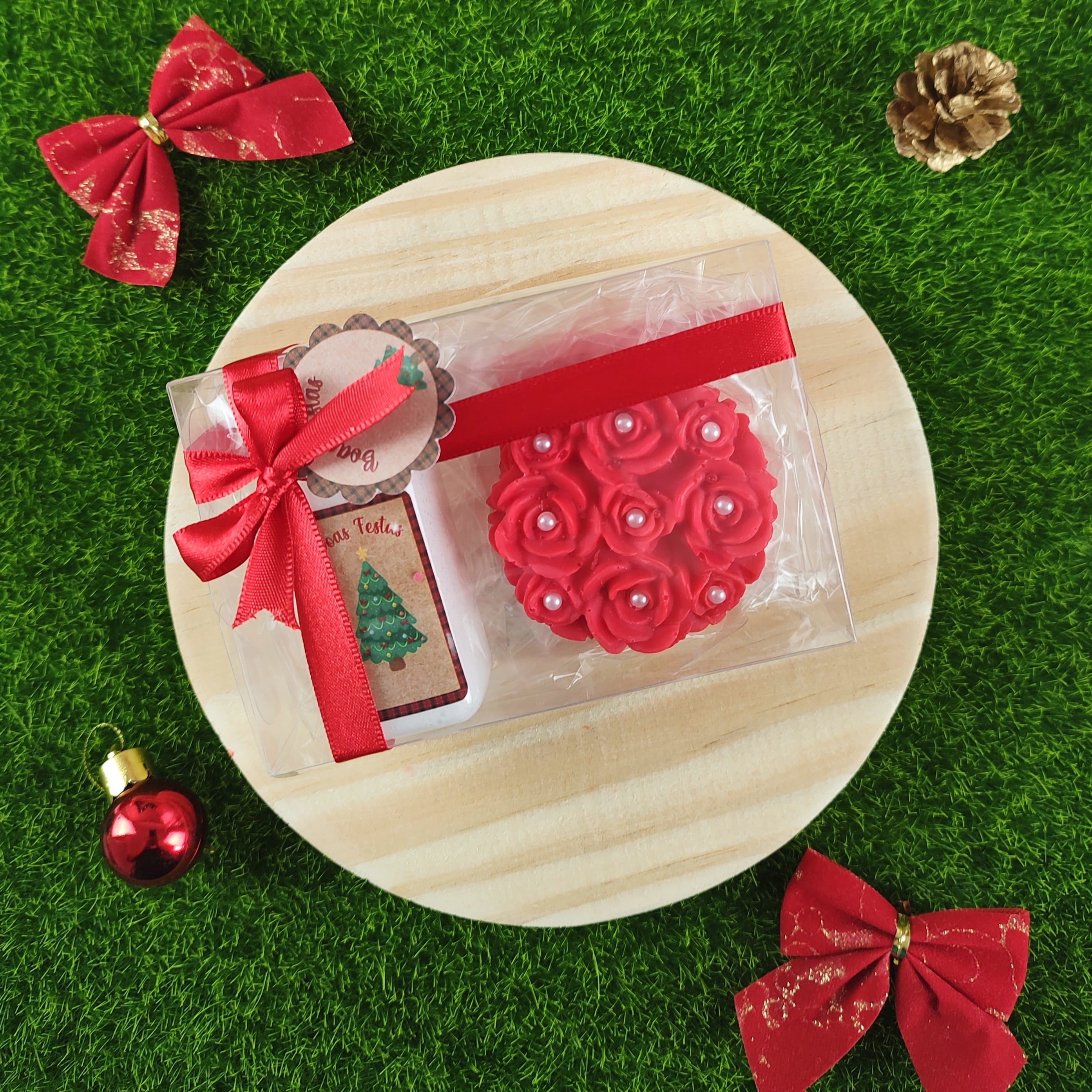 Lembrancinha Natal 2022 Kit Creme Hidratante e Sabonete Rosa Provence
