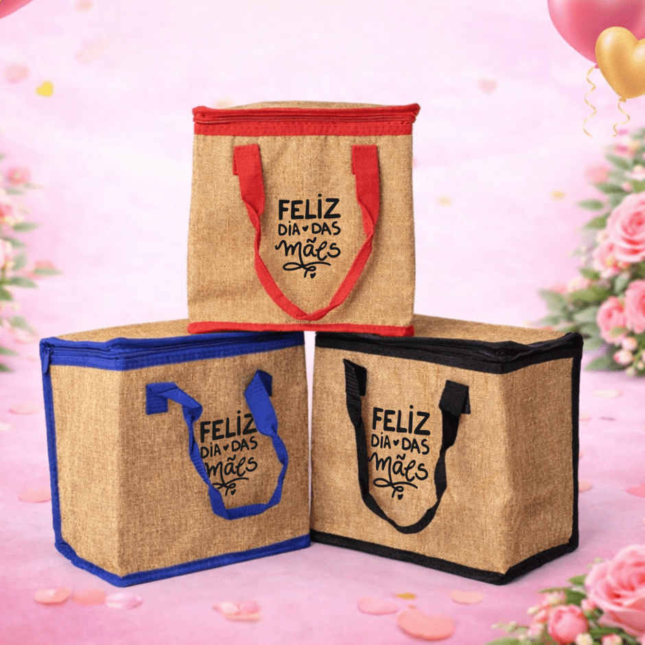 Brinde Dia Das Mães Personalizado Bolsa Térmica Confeccionada em linho 14L X02400-MAE Brinde Personalizado