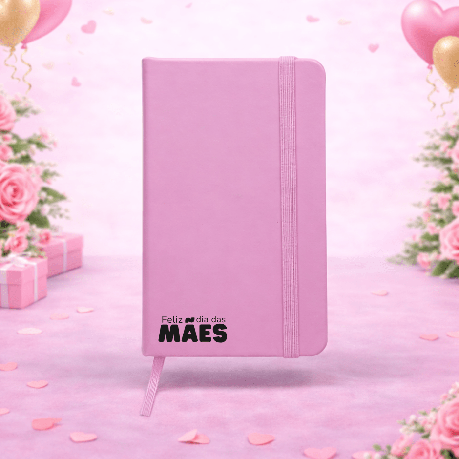Brinde Dia Das Mães Personalizado Caderno Tipo Moleskine Emborrachado X12513PI-MAE Brindes Personalizados