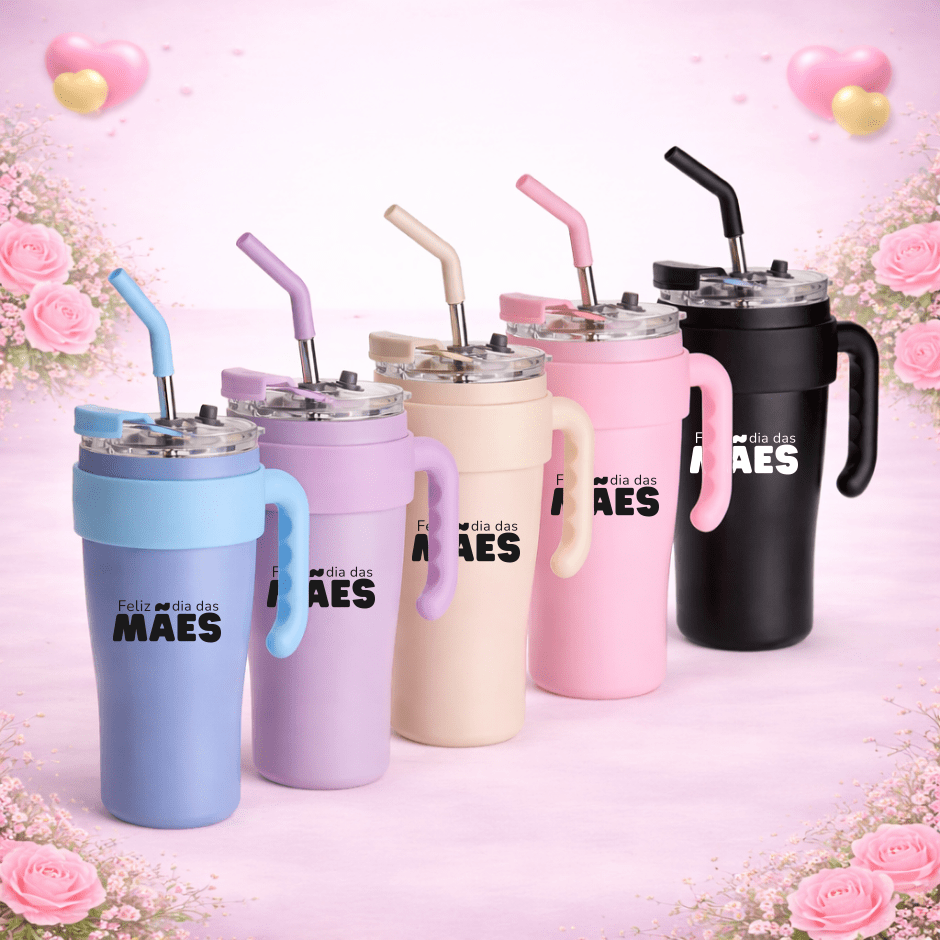 Brinde Dia Das Mães Personalizado Caneca Térmica Inox 800 ML X18970-MAE Brinde Personalizado