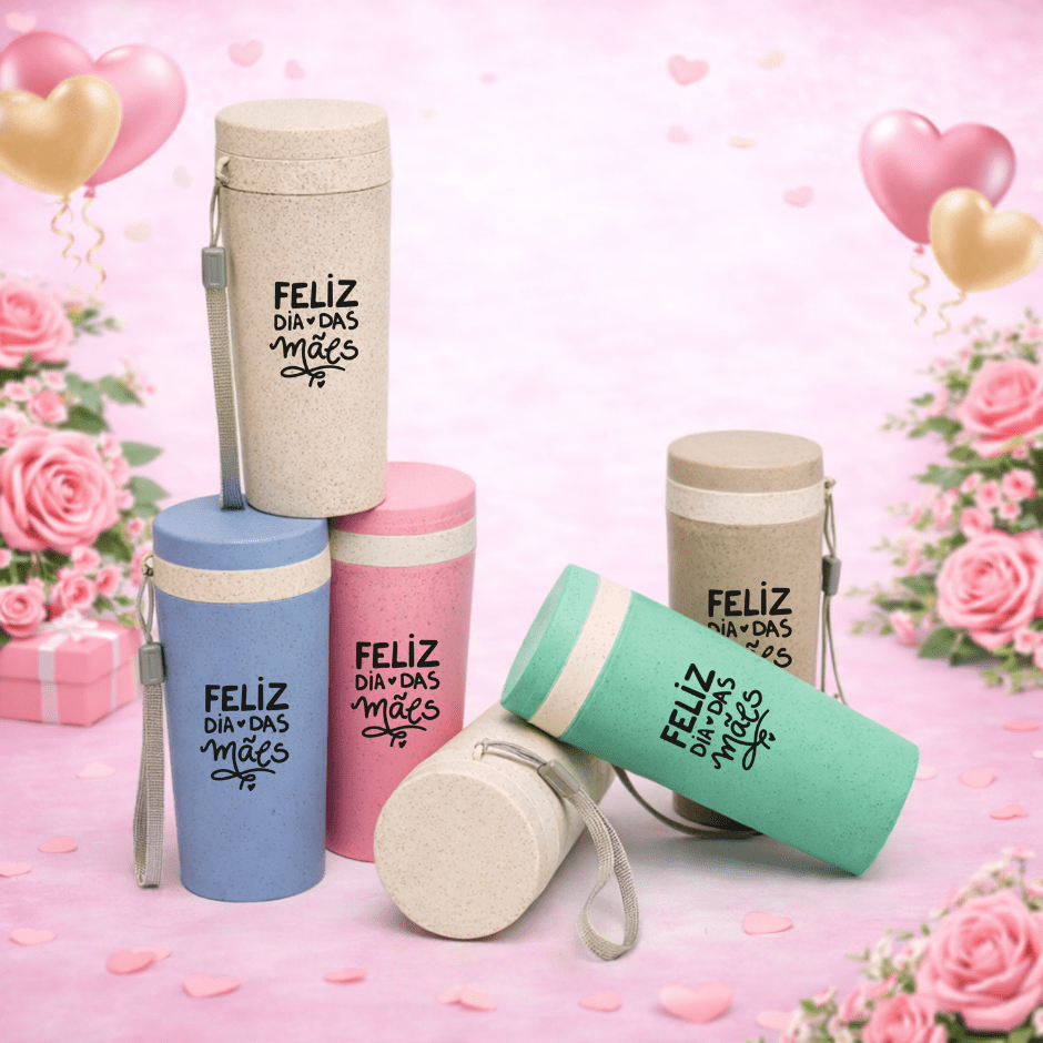 Brinde Dia Das Mâes Personalizado Copo Sustentável Fibra de Bambu 350 ML X03006-MAE Brinde Personalizado