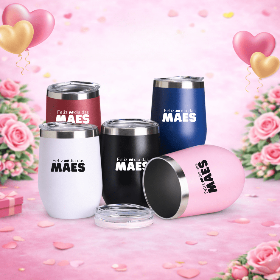 Brinde Dia Das Mães Personalizado Copo Térmico Inox 320 ML X14726L-MAE Brinde Personalizado