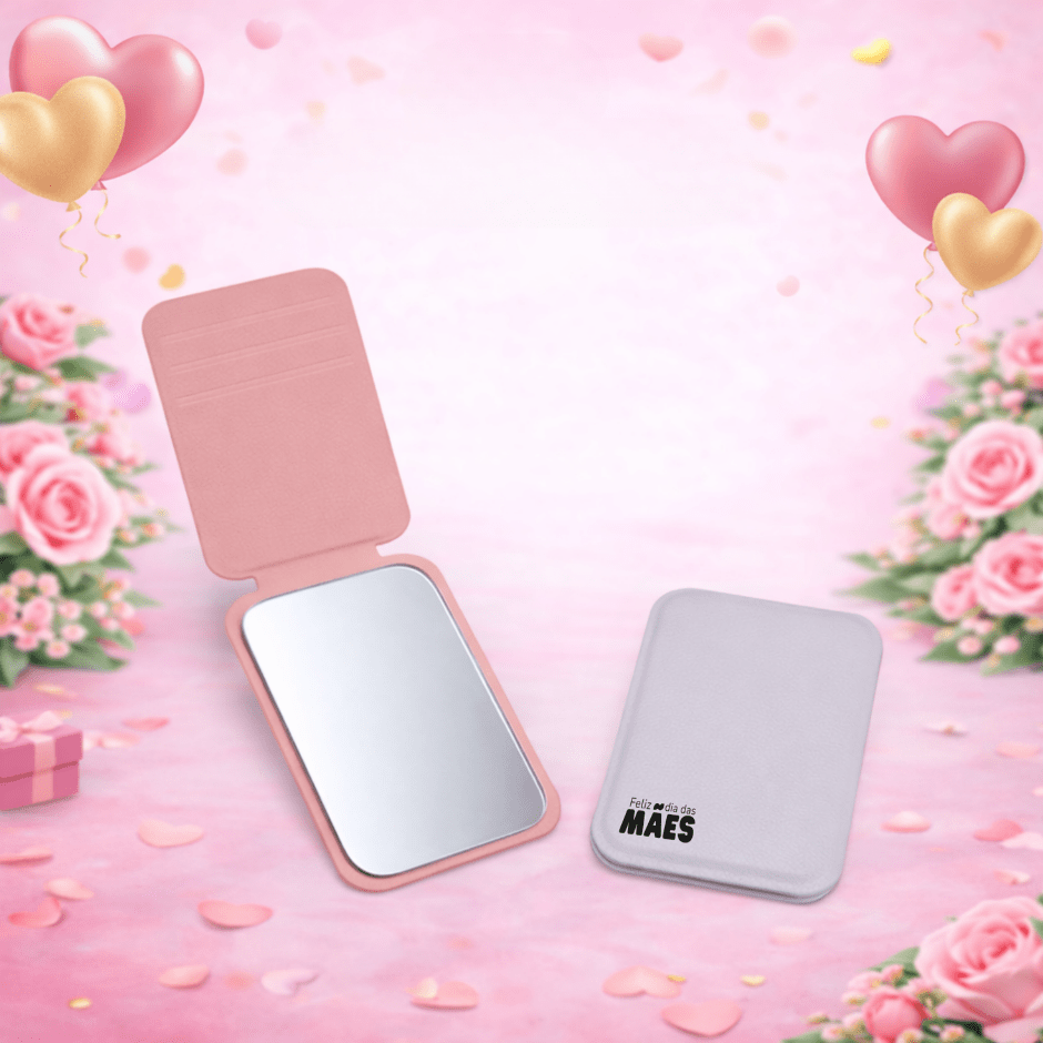 Brinde Dia Das Mães Personalizado Espelho Couro Sintético com Ajuste X18920-MAE Brindes Personalizados