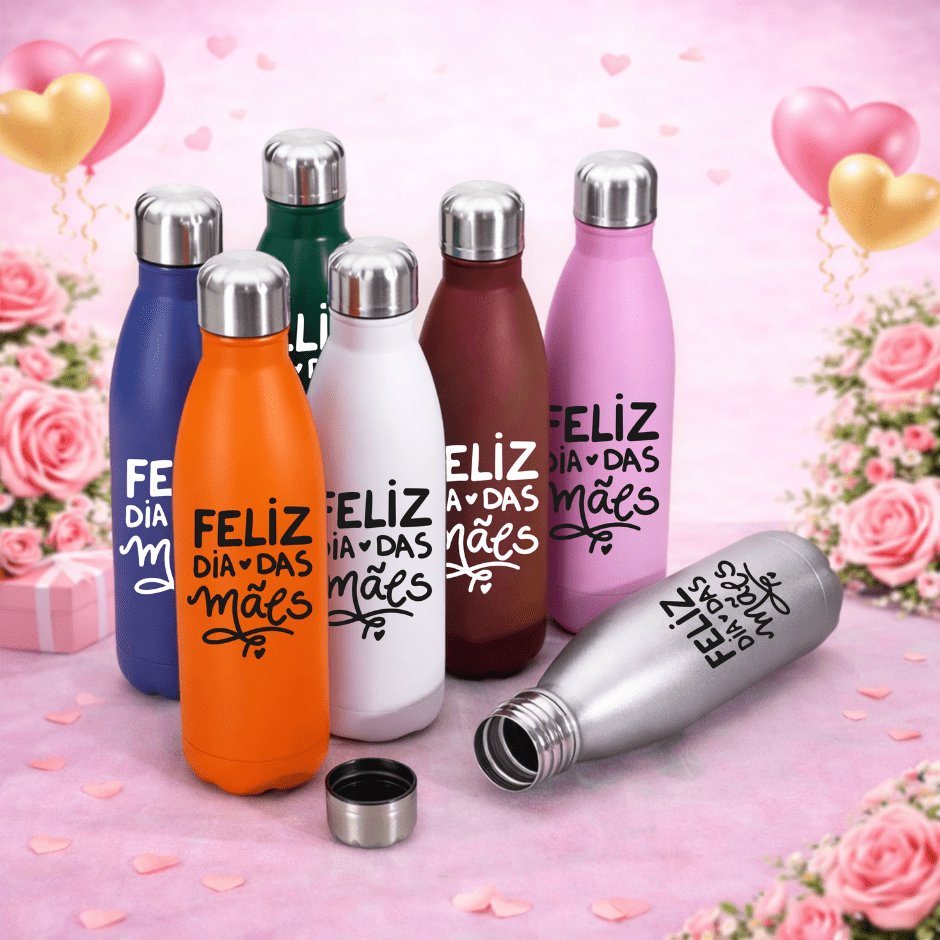 Brinde Dia Das Mães Personalizado Garrafa Inox 750ml Fosco Tampa Rosqueável X17011F-MAE Brindes Personalizados