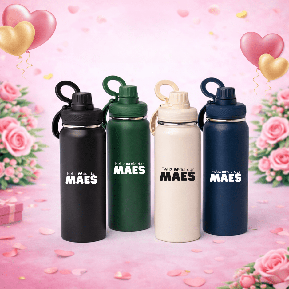 Brinde Dia Das Mães Personalizado Garrafa Térmica 850 ml Aço Inox X18846-MAE Brindes Personalizados