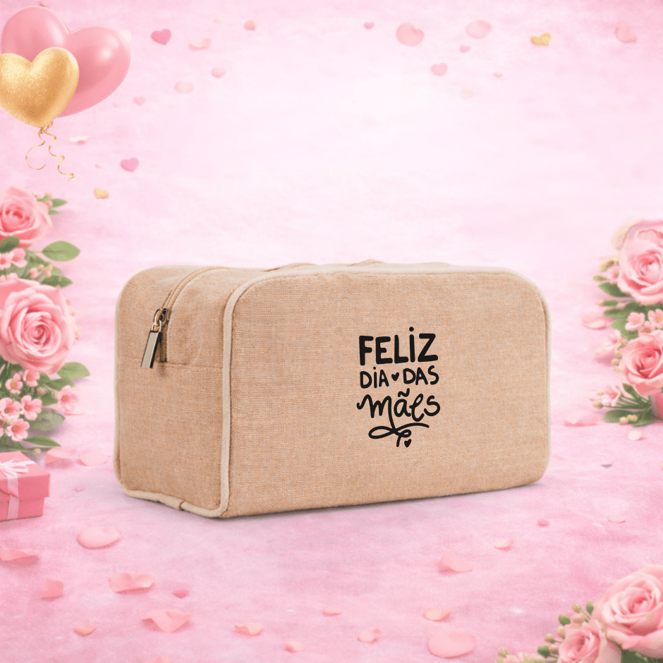 Brinde Dia Das Mães Personalizado Necessaire Algodão e Juta Sustentável SP92324-MAE Brindes Personalizados