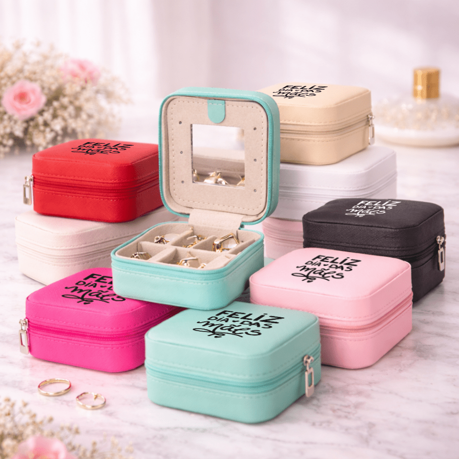 Brinde Dia Das Mães Personalizado Porta Joias Couro Sintético Quatro Divisórias XO$08141-MAE Brindes Personalizados
