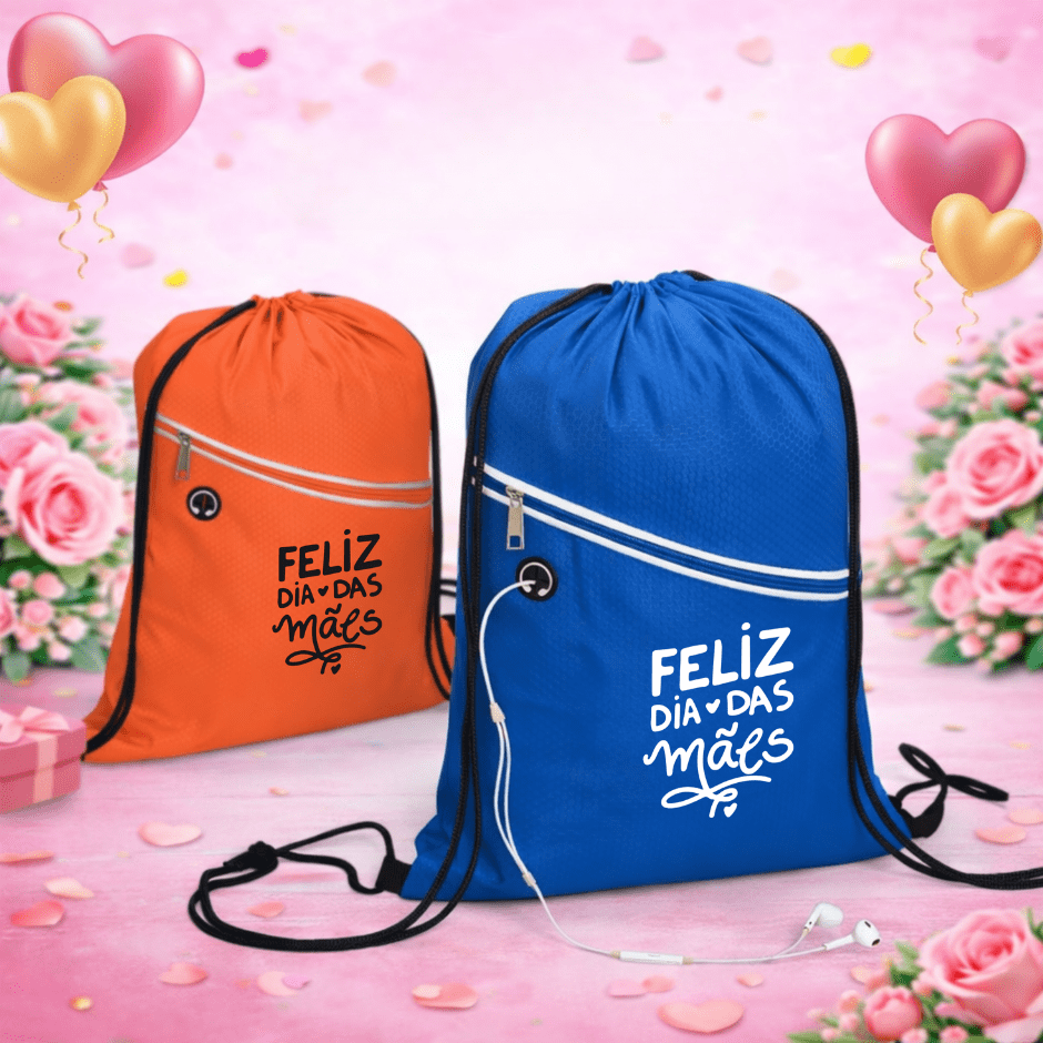 Brinde Dia Das Mães Personalizado Sacochila Poliéster X18601-MAE Brindes Personalizados
