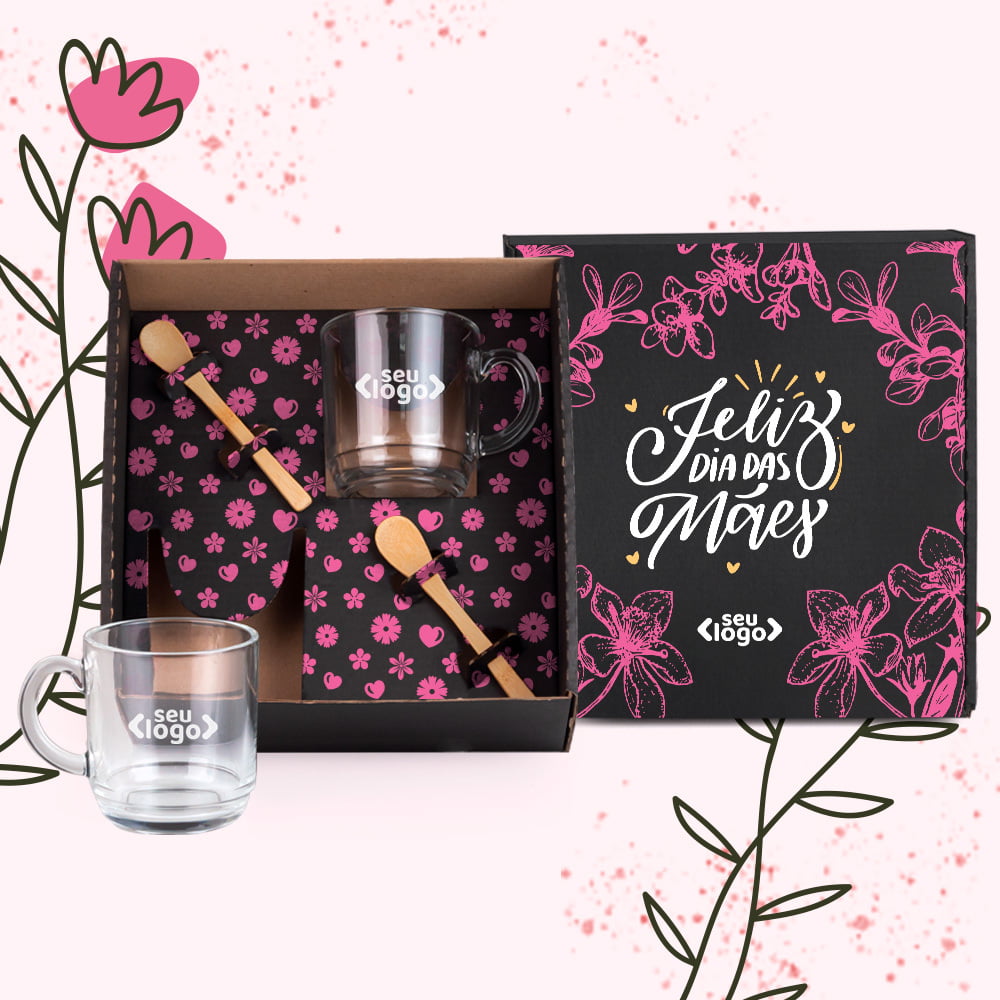 Kit Dia das Mães Personalizado Canecas 4 Peças SMKT-9039F-MAE Brindes Personalizados