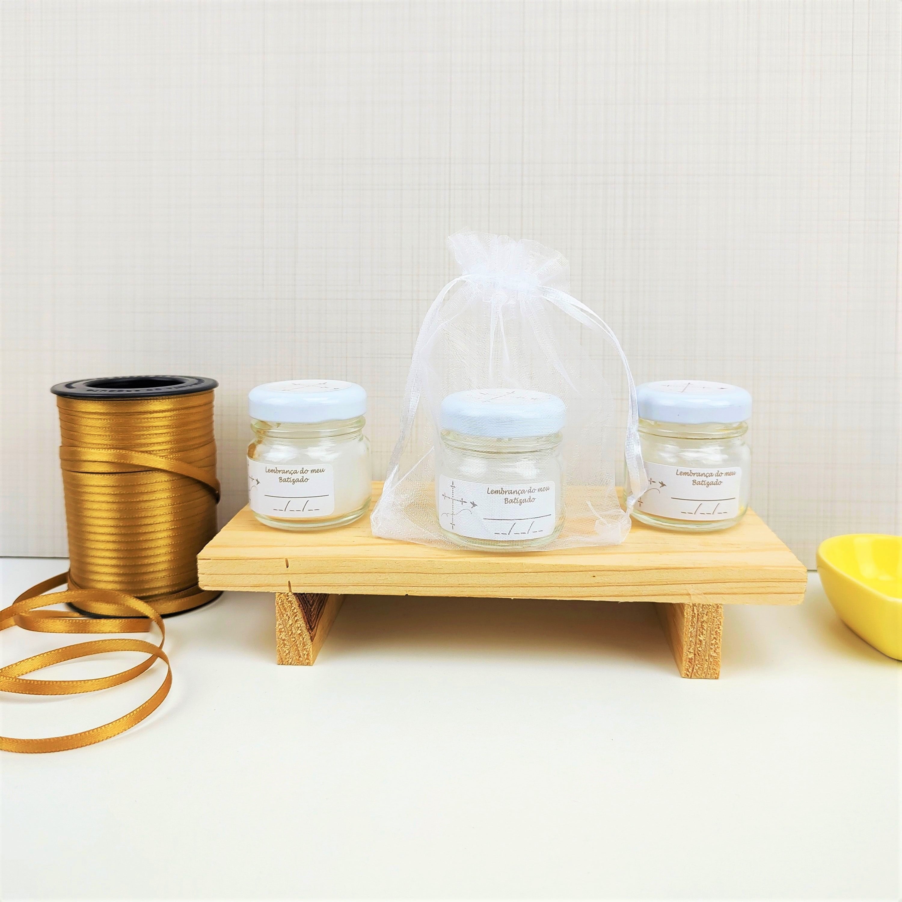 Lembrancinha Batizado Vela Aromática 40g Tampa Branca Pronta Entrega