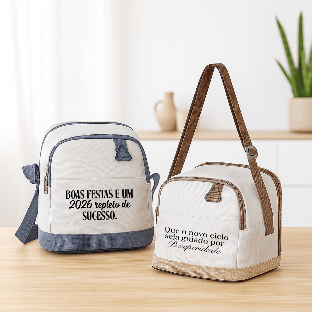 Brinde Natal Final de Ano Personalizada Bolsa Térmica Poliéster 600D Dois Compartimentos 8L BT314