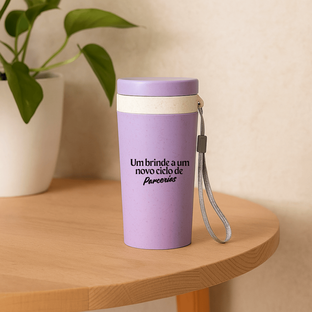 Brinde Natal Final de Ano Personalizada Copo Sustentável Fibra de Bambu 350 ML X03006