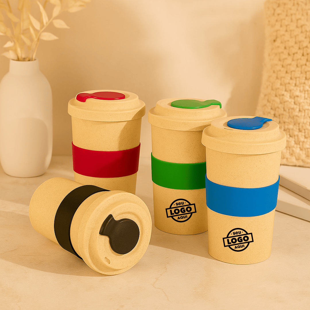 Brinde Natal Final de Ano Personalizada Copo Sustentável Fibra de Bambu 450 ML ASICO020