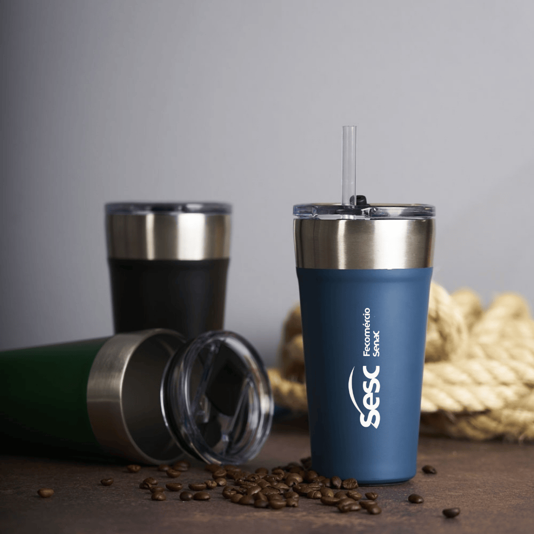 Brinde Natal Final de Ano Personalizada Copo Térmico em Aço Inox 500 ml com Abridor Garrafa X18655