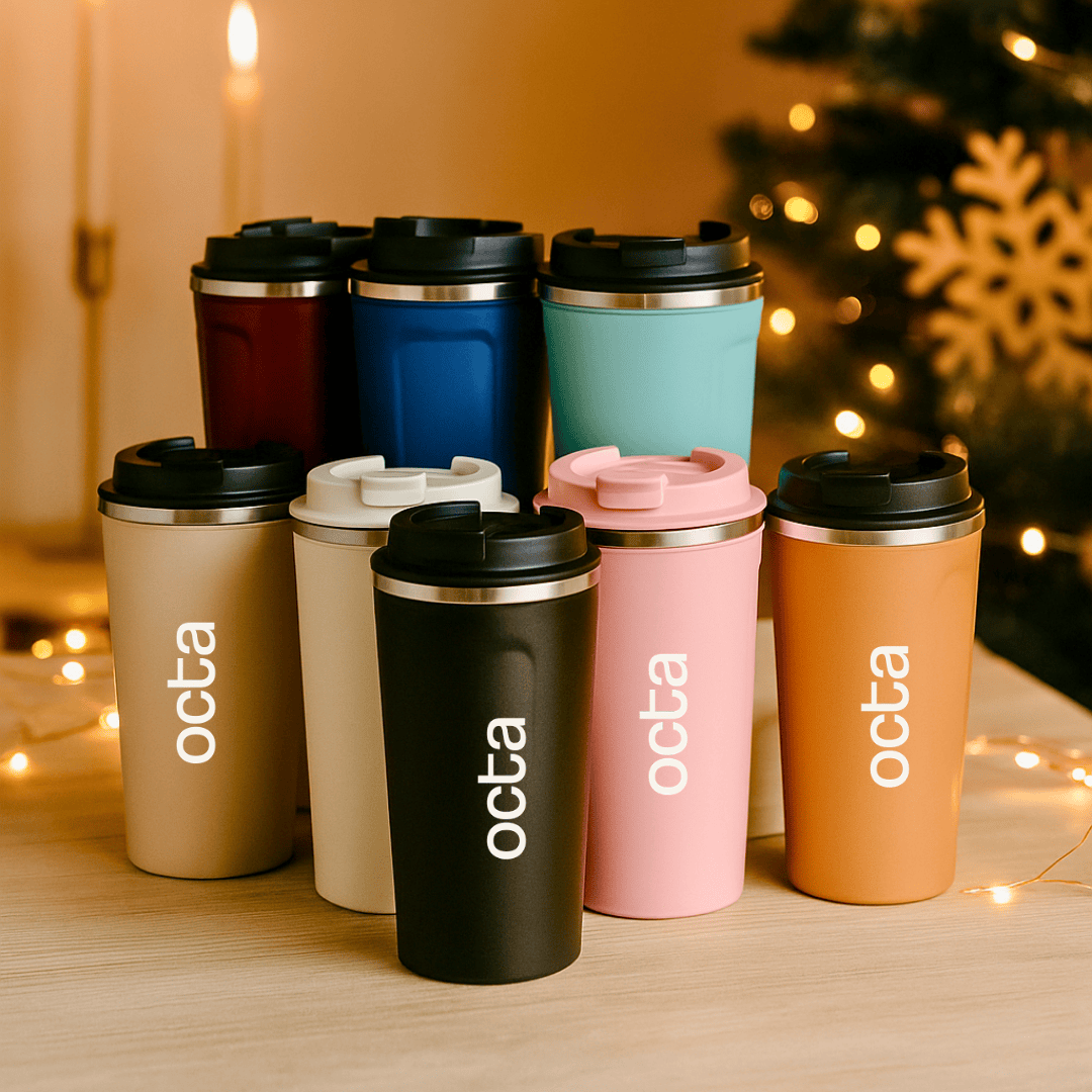Brinde Natal Final de Ano Personalizada Copo Térmico para Café em Aço Inox 500 ml com Tampa X14724