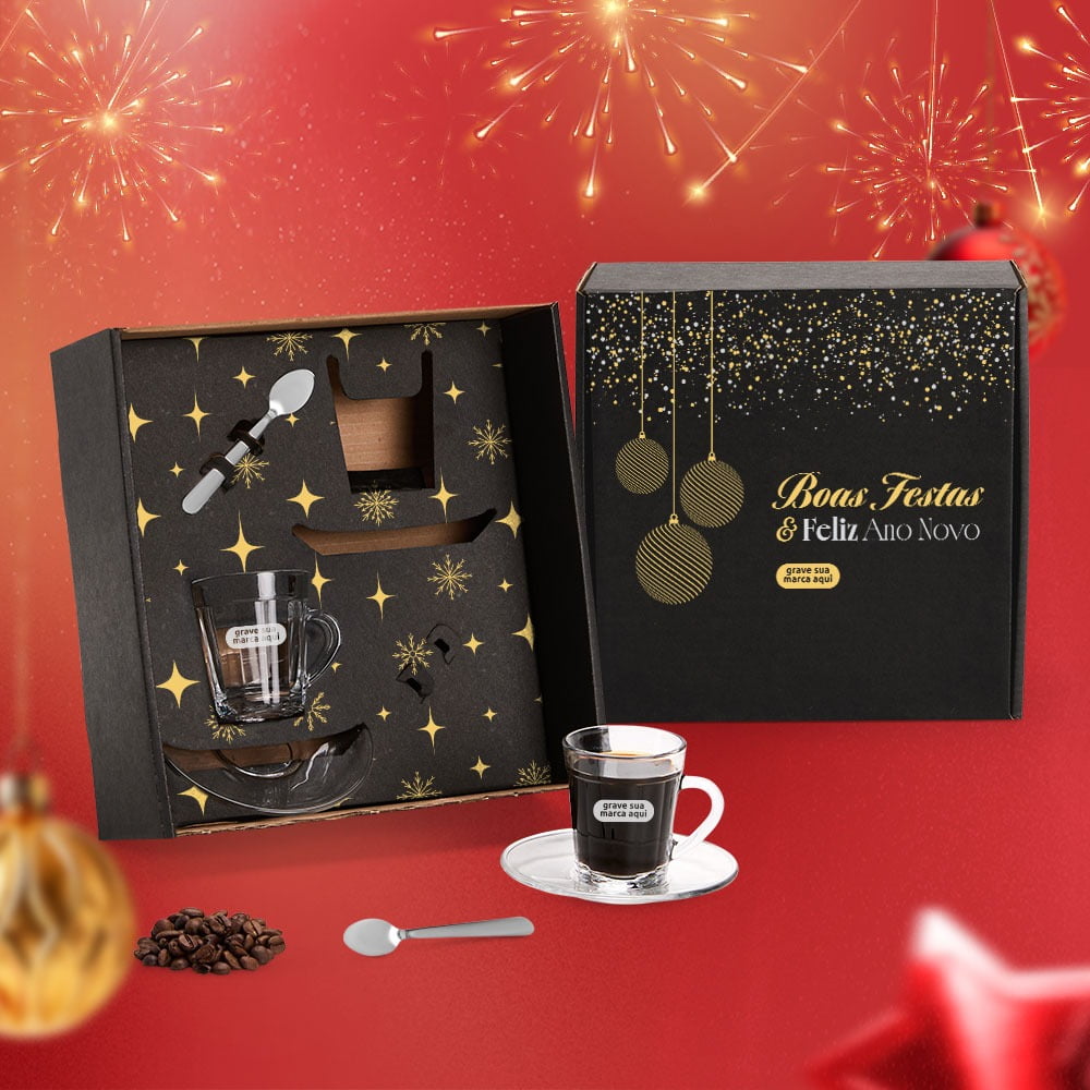 Brinde Natal Final de Ano Personalizado Kit Café 6 Peças SMKT-90445