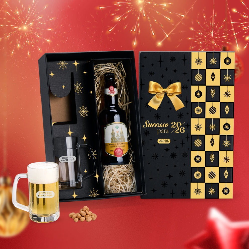 Brinde Natal Final de Ano Personalizado Kit Caneca Vidro SMVI-18362