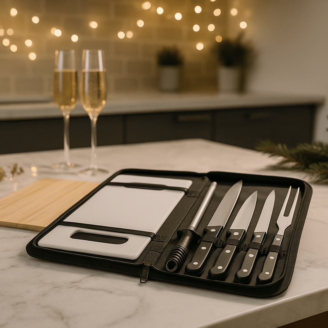 Brinde Natal Final de Ano Personalizado Kit Churrasco 5 Peças SP94144 Estojo Nylon