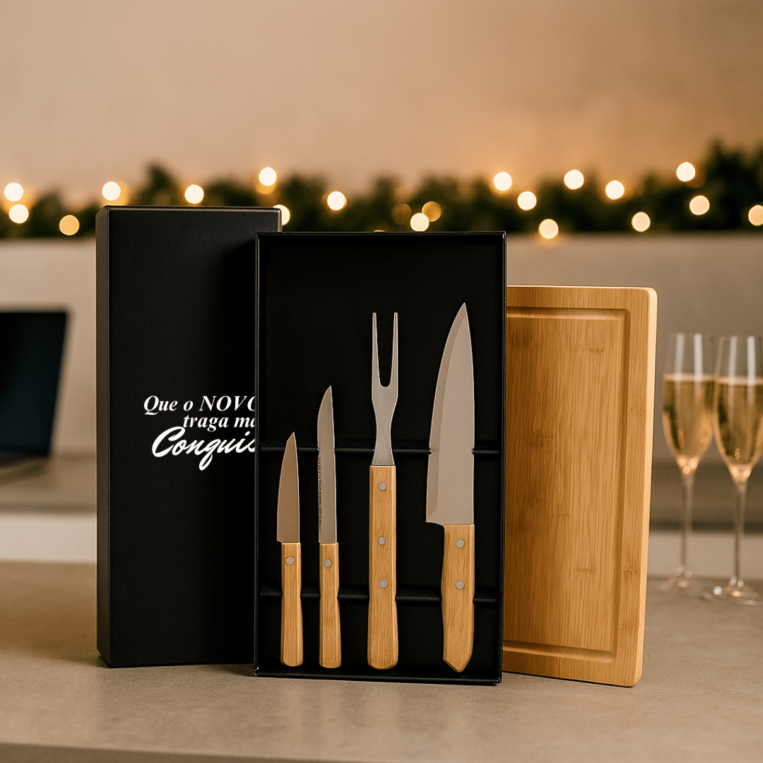 Brinde Natal Final de Ano Personalizado Kit Churrasco Caixa 5 Peças X14697B
