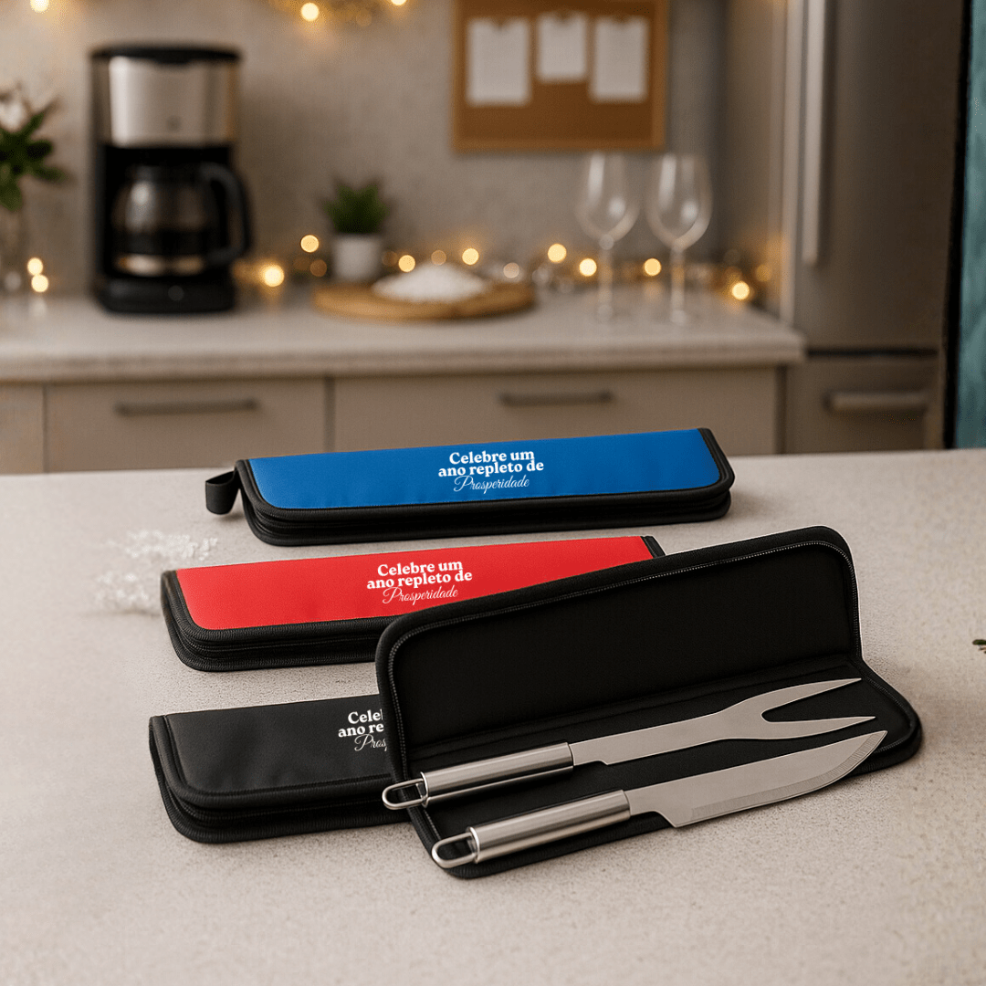 Brinde Natal Final de Ano Personalizado Kit Churrasco Estojo 210D 2 Peças SP94136