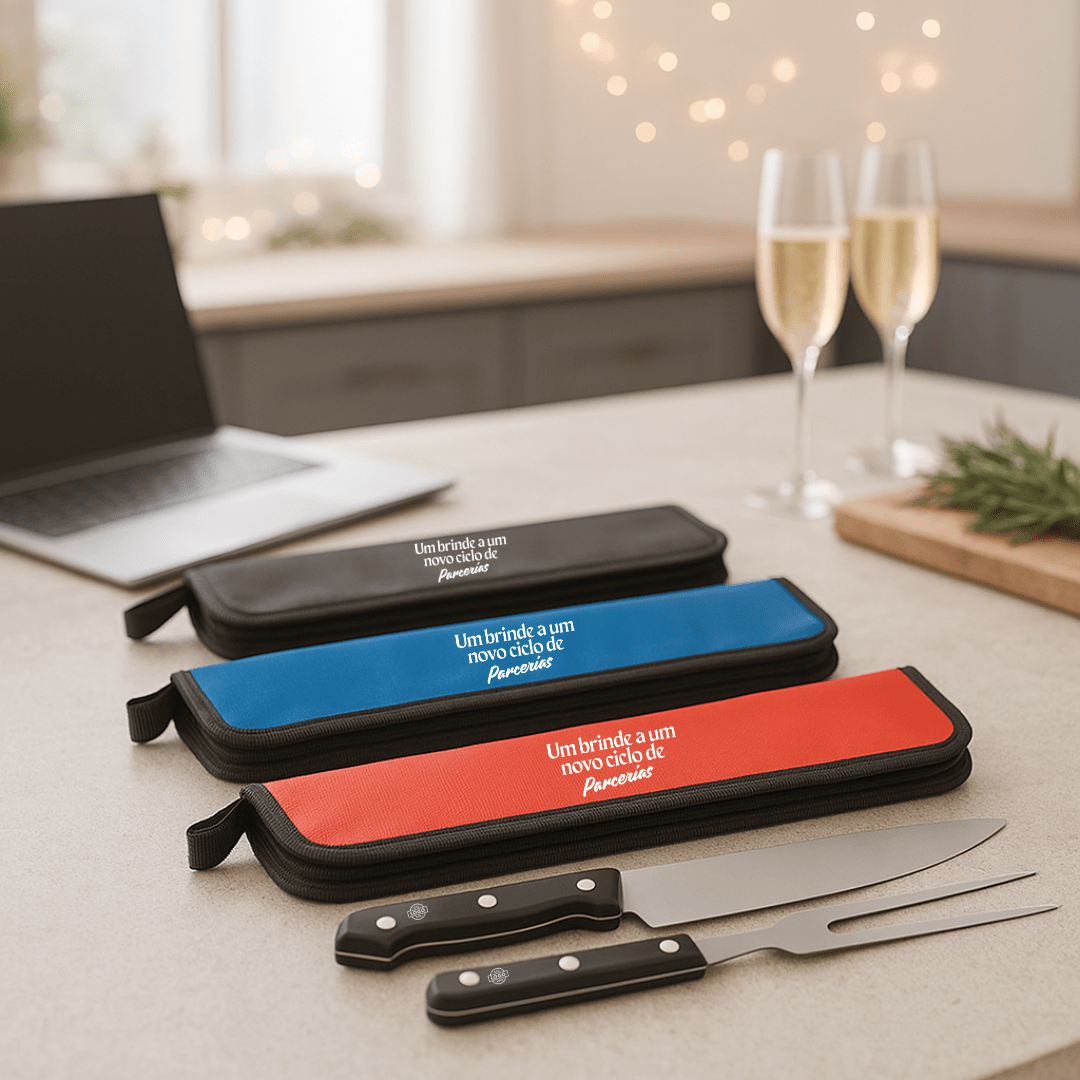 Brinde Natal Final de Ano Personalizado Kit Churrasco Estojo 210D 2 Peças SP94137