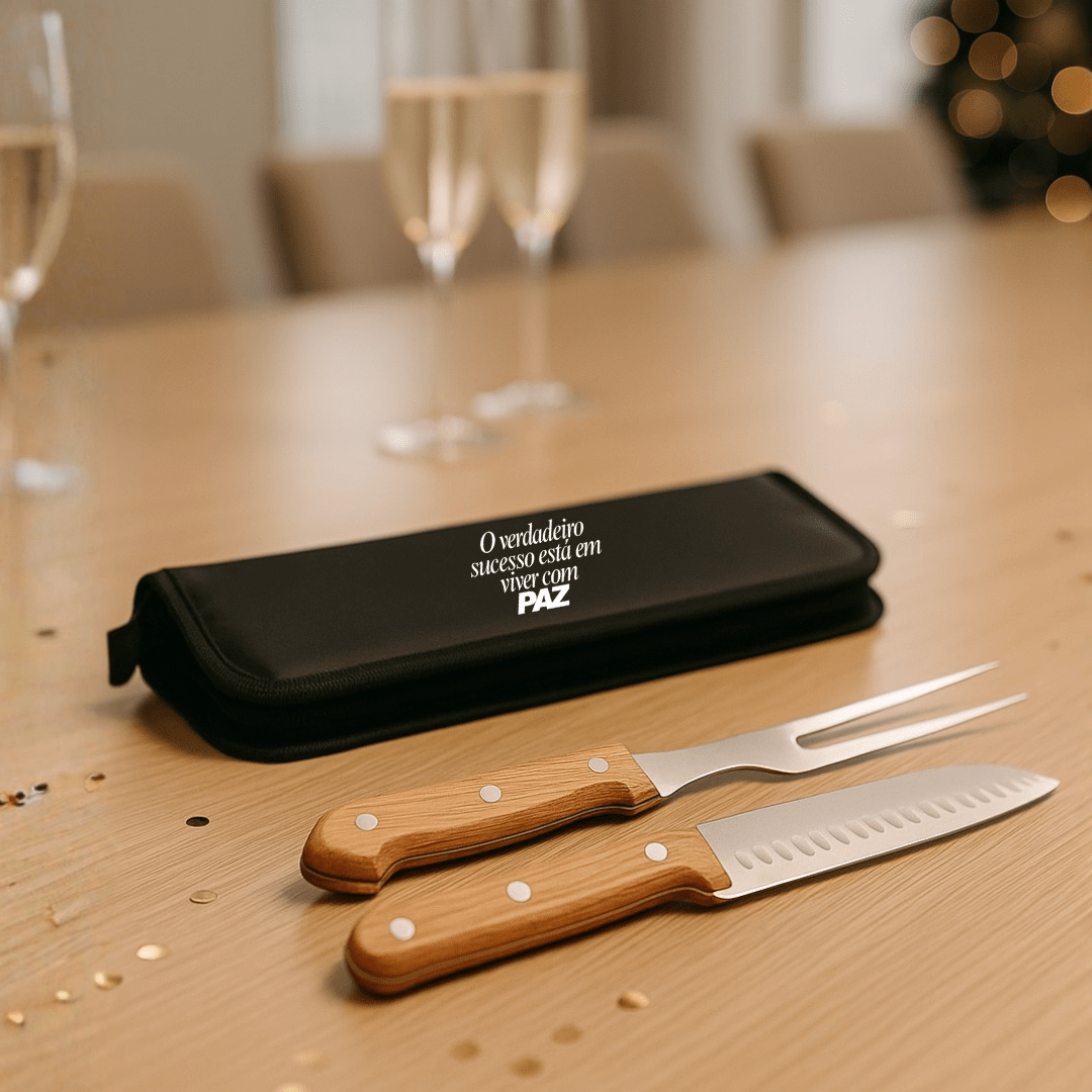 Brinde Natal Final de Ano Personalizado Kit Churrasco Estojo 210D 2 Peças SP94365