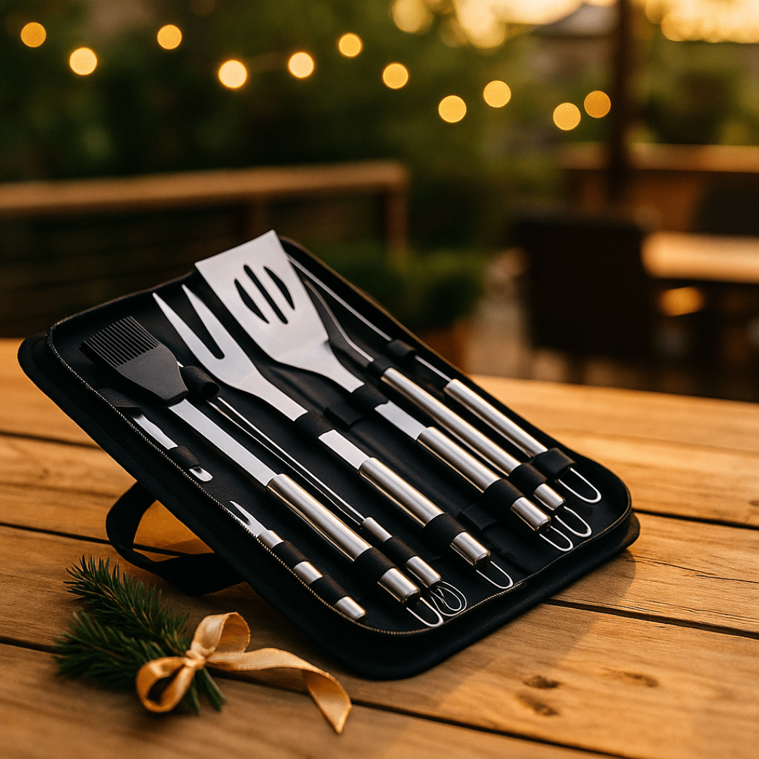 Brinde Natal Final de Ano Personalizado Kit Churrasco Estojo de Nylon 17 Peças X01906