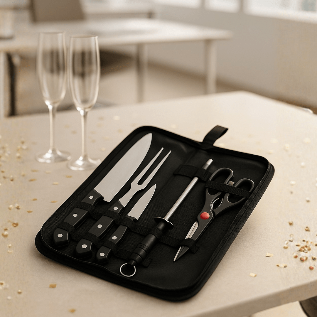 Brinde Natal Final de Ano Personalizado Kit Churrasco Estojo de Nylon 5 Peças X08097